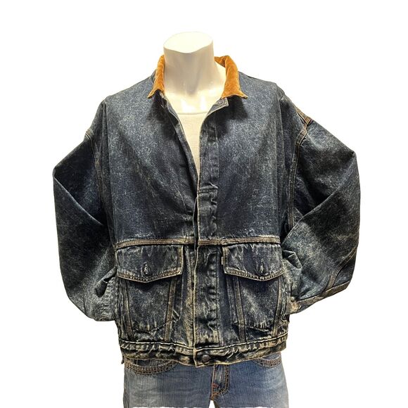 LEVIS Vintage 80s Mens Made In USA Denim Corduroy Trucker Jacket XL EUC - Picture 6 of 11